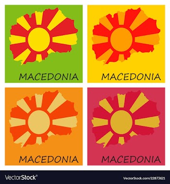 Map and flag of macedonia with color background vector image