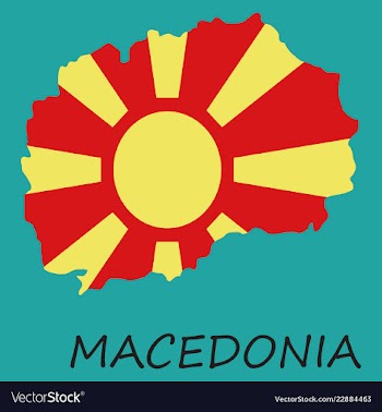 Map and flag of macedonia with color background vector image