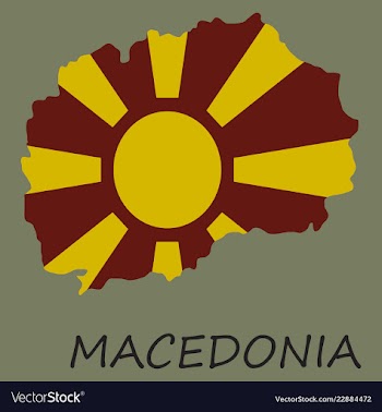 Map and flag of macedonia with color background vector image