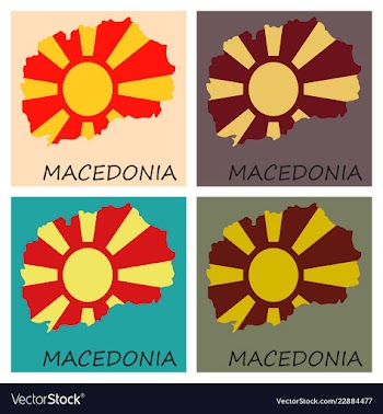 Map and flag of macedonia with color background vector image