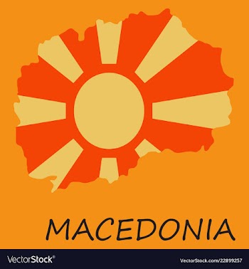 Map and flag of macedonia with color background vector image