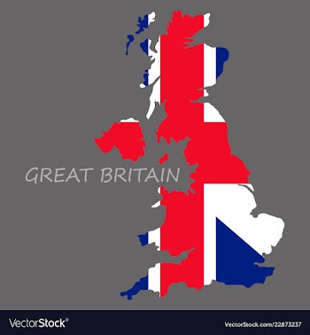 Map and flag of united kingdom vector image
