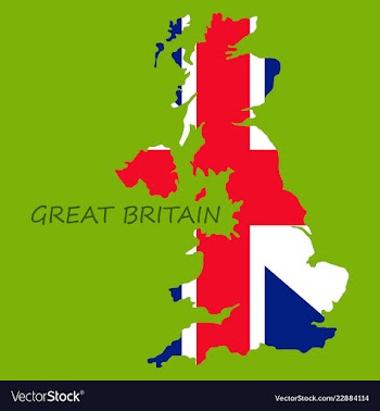 Map and flag of united kingdom vector image