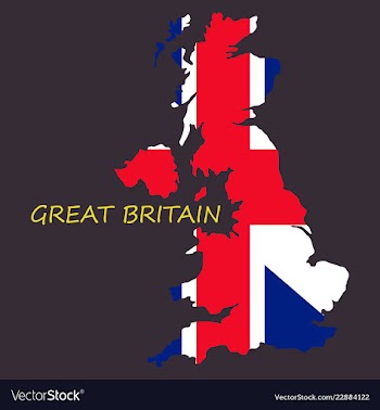 Map and flag of united kingdom vector image