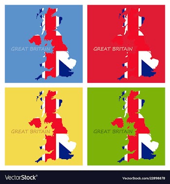 Map and flag of united kingdom vector image