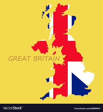 Map and flag of united kingdom vector image