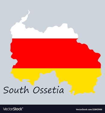 Map and national flag of south ossetiamap of vector image