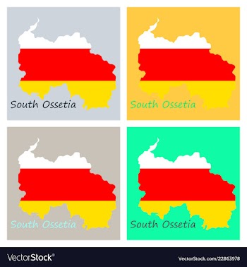 Map and national flag of south ossetiamap of vector image