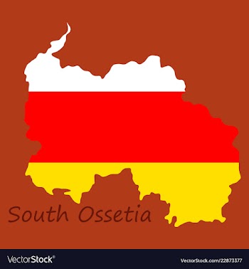 Map and national flag of south ossetiamap of vector image