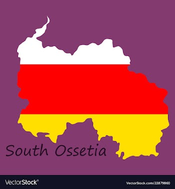 Map and national flag of south ossetiamap of vector image