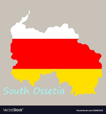 Map and national flag of south ossetiamap of vector image