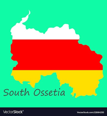Map and national flag of south ossetiamap of vector image