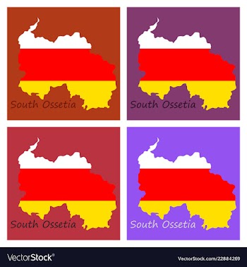 Map and national flag of south ossetiamap of vector image
