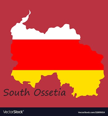 Map and national flag of south ossetiamap of vector image