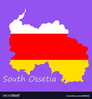 Map and national flag of south ossetiamap of vector image