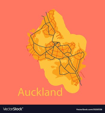 Map - auckland new zealand - flat vector image