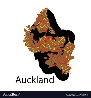 Map - auckland new zealand - flat vector image