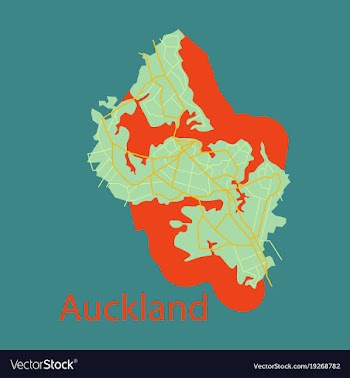 Map - auckland new zealand - flat vector image