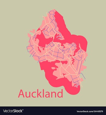 Map - auckland new zealand - flat vector image