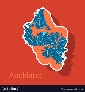 Map - auckland new zealand - sticker vector image