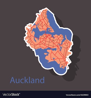 Map - auckland new zealand - sticker vector image