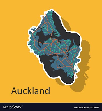 Map - auckland new zealand - sticker vector image