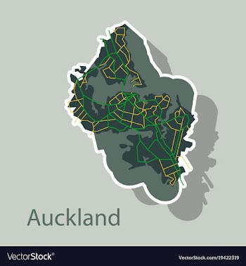 Map - auckland new zealand - sticker vector image