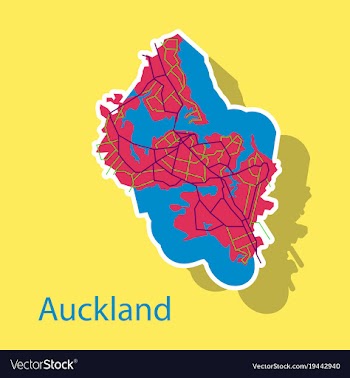 Map - auckland new zealand - sticker vector image