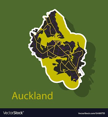 Map - auckland new zealand - sticker vector image