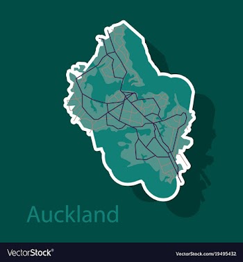 Map - auckland new zealand - sticker vector image