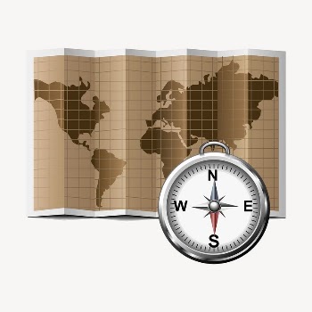Map, compass clipart, illustration psd. | Free PSD - rawpixel