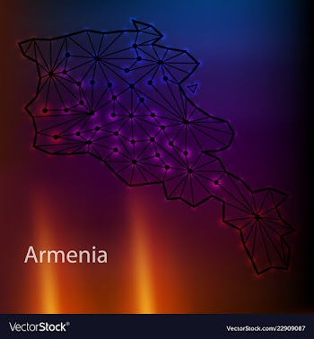 Map of armenia from polygonal blue lines and vector image
