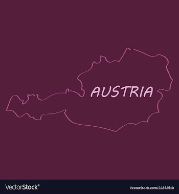 Map of austria monochrome contour map with city vector image