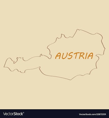 Map of austria monochrome contour map with city vector image