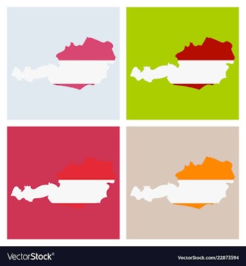 Map of austria monochrome contour map with city vector image