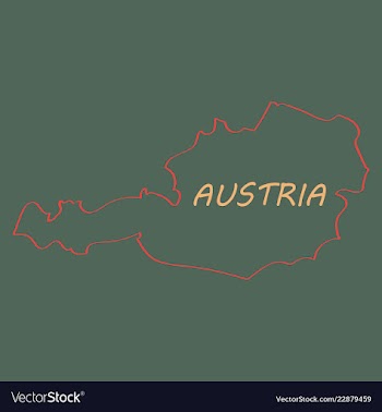 Map of austria monochrome contour map with city vector image