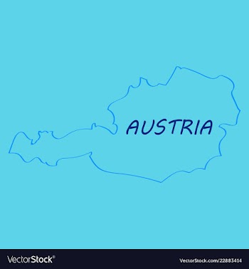 Map of austria monochrome contour map with city vector image