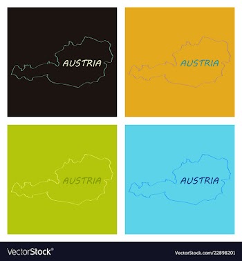 Map of austria monochrome contour map with city vector image