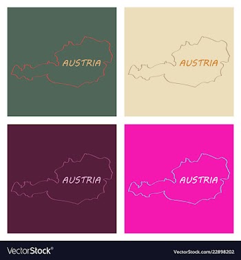 Map of austria monochrome contour map with city vector image