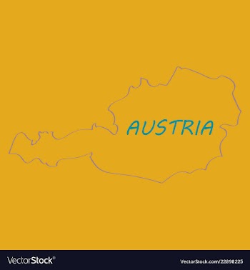 Map of austria monochrome contour map with city vector image