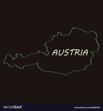 Map of austria monochrome contour map with city vector image
