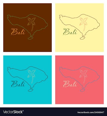 Map of bali thin line vector image