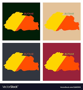Map of bhutan with flag vector image