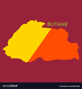 Map of bhutan with flag vector image