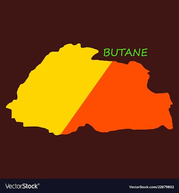Map of bhutan with flag vector image