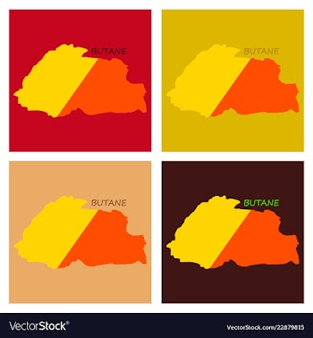 Map of bhutan with flag vector image