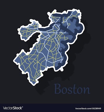 Map of boston city sticker vector image