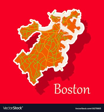 Map of boston city sticker vector image