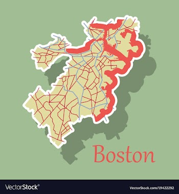 Map of boston city sticker vector image