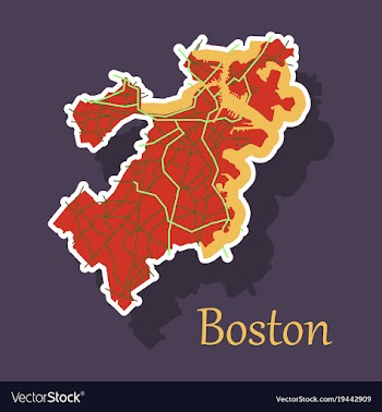 Map of boston city sticker vector image